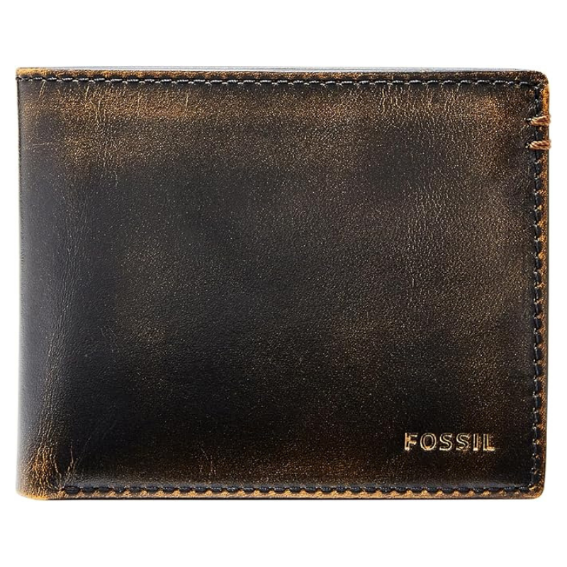 Fossil Men's Leather Bifold Wallet with Flip ID Window for Men