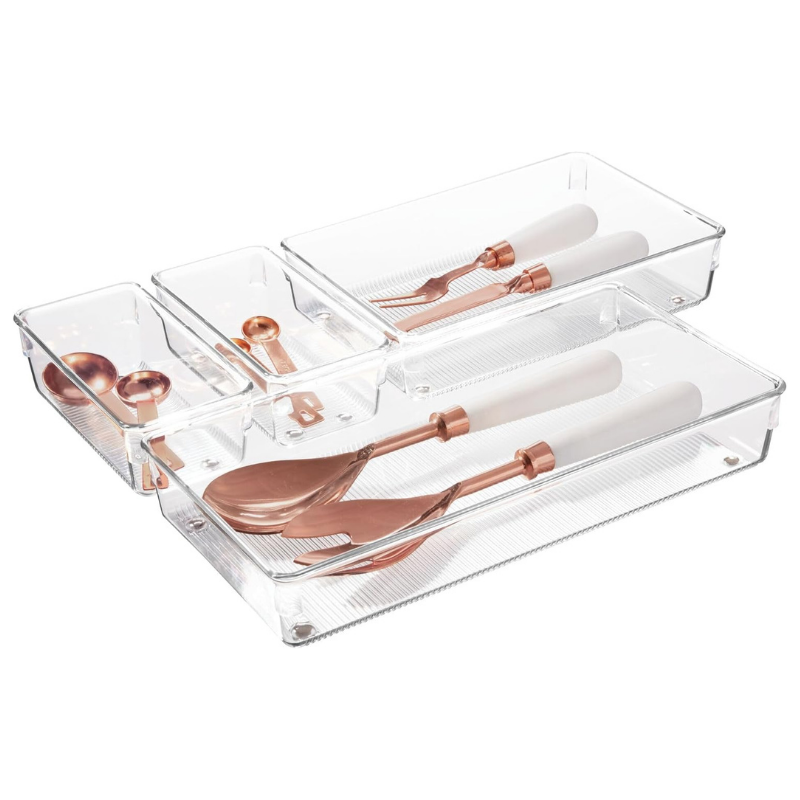 iDesign Recycled Plastic 4-Piece Kitchen Drawer Organizer Set
