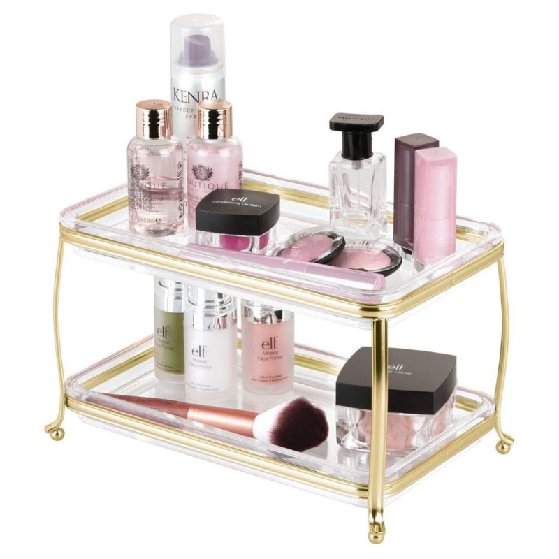 mDesign Decorative Makeup Storage Organizer Vanity Tray for Bathroom Counter Tops